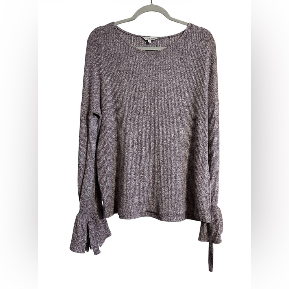 Lucky Brand Heathered Mauve Ribbed Long Sleeve Sweater
